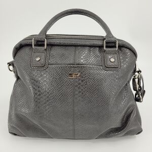 Thirty-one Jewell Bag Gray Faux Leather Couture Street Satchel Shoulder Pockets